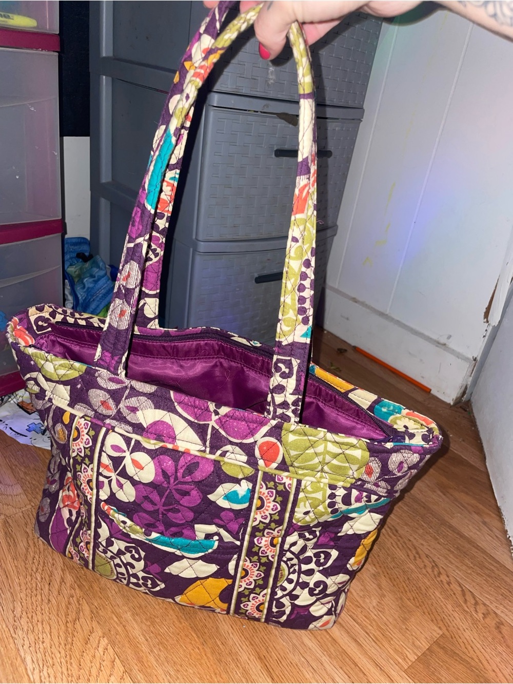 Vera Bradley Quilted Floral Shoulder Bag in Purple with Multicolor Accents - Picture 2 of 6